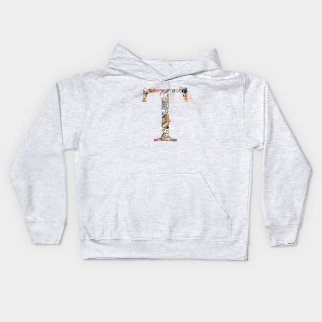 Magical letter T, Monogram,Custom Letter Print, Initials Kids Hoodie by Simple Wishes Art